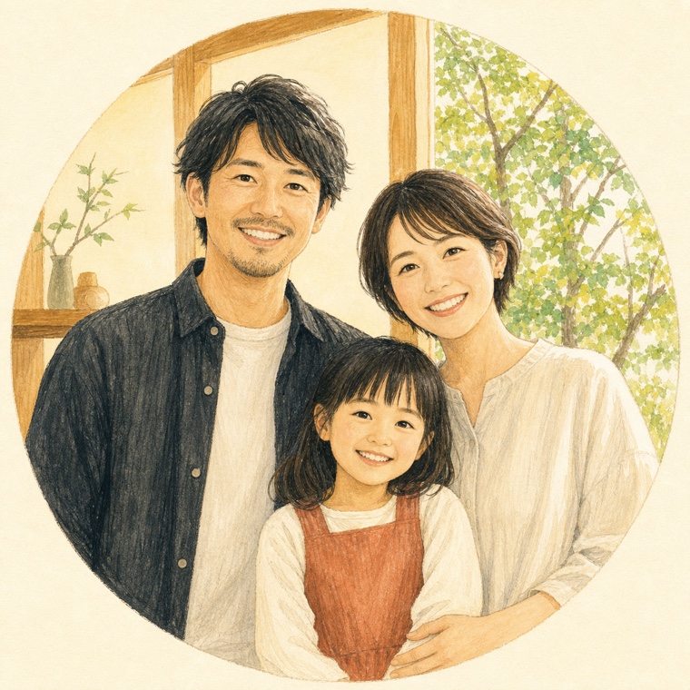 I様ご家族のイラスト