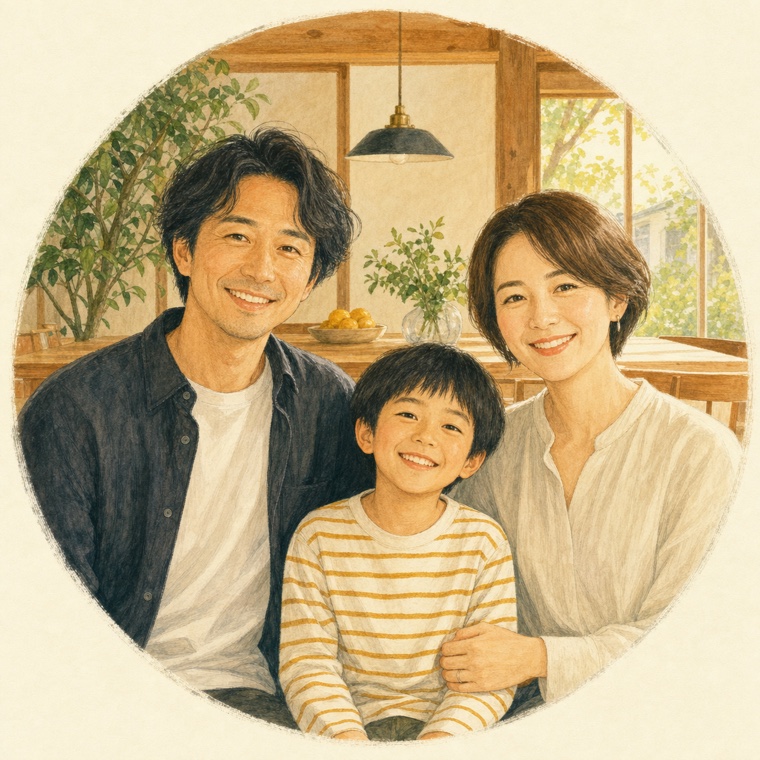 K様ご家族のイラスト